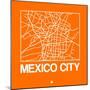 Orange Map of Mexico City-NaxArt-Mounted Art Print