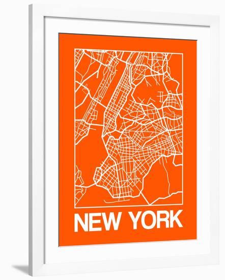 Orange Map of New York-NaxArt-Framed Art Print