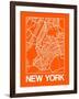 Orange Map of New York-NaxArt-Framed Art Print