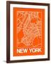 Orange Map of New York-NaxArt-Framed Art Print