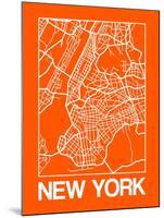 Orange Map of New York-NaxArt-Mounted Art Print