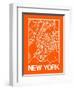 Orange Map of New York-NaxArt-Framed Art Print