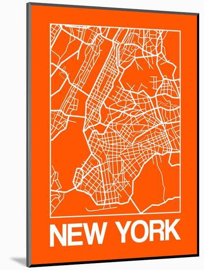 Orange Map of New York-NaxArt-Mounted Art Print