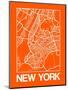 Orange Map of New York-NaxArt-Mounted Art Print