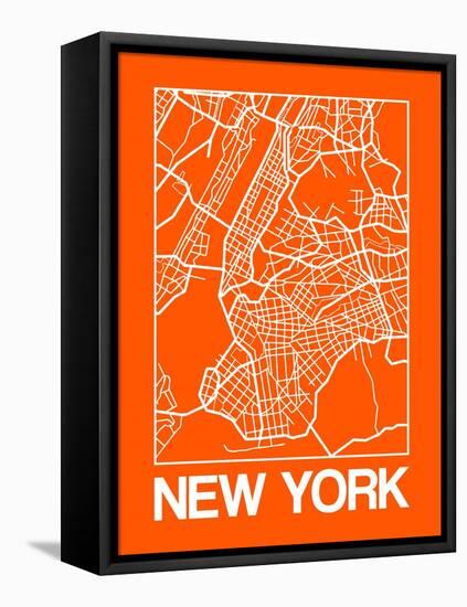 Orange Map of New York-NaxArt-Framed Stretched Canvas