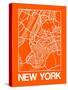 Orange Map of New York-NaxArt-Stretched Canvas