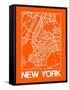 Orange Map of New York-NaxArt-Framed Stretched Canvas