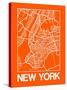 Orange Map of New York-NaxArt-Stretched Canvas