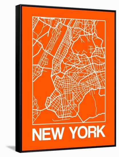 Orange Map of New York-NaxArt-Framed Stretched Canvas