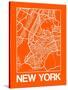 Orange Map of New York-NaxArt-Stretched Canvas