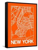 Orange Map of New York-NaxArt-Framed Stretched Canvas