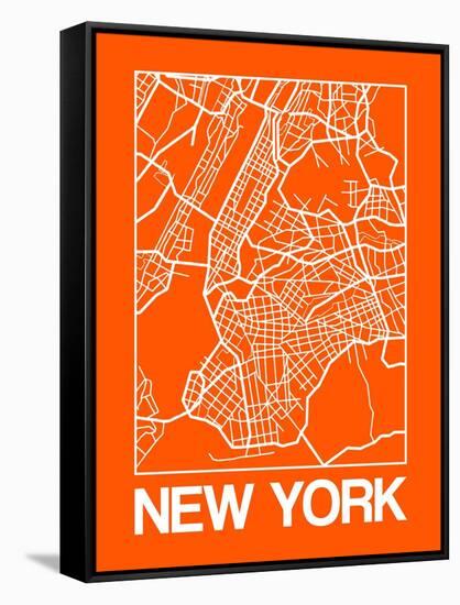 Orange Map of New York-NaxArt-Framed Stretched Canvas