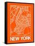 Orange Map of New York-NaxArt-Framed Stretched Canvas