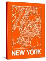 Orange Map of New York-NaxArt-Stretched Canvas