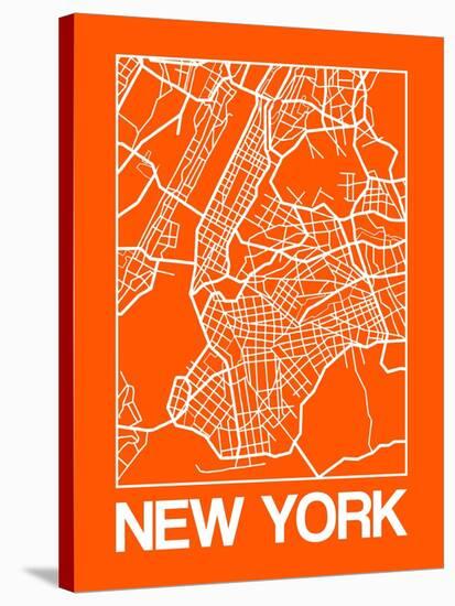 Orange Map of New York-NaxArt-Stretched Canvas