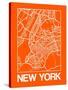 Orange Map of New York-NaxArt-Stretched Canvas