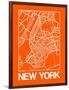 Orange Map of New York-NaxArt-Framed Art Print