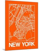 Orange Map of New York-NaxArt-Mounted Art Print