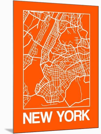 Orange Map of New York-NaxArt-Mounted Art Print