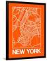 Orange Map of New York-NaxArt-Framed Art Print