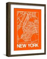 Orange Map of New York-NaxArt-Framed Art Print