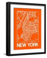 Orange Map of New York-NaxArt-Framed Art Print