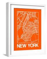 Orange Map of New York-NaxArt-Framed Art Print