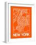 Orange Map of New York-NaxArt-Framed Art Print