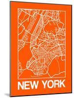 Orange Map of New York-NaxArt-Mounted Art Print