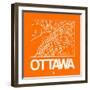 Orange Map of Ottawa-NaxArt-Framed Art Print