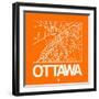 Orange Map of Ottawa-NaxArt-Framed Art Print