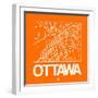 Orange Map of Ottawa-NaxArt-Framed Art Print