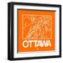 Orange Map of Ottawa-NaxArt-Framed Art Print