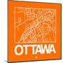 Orange Map of Ottawa-NaxArt-Mounted Art Print