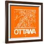 Orange Map of Ottawa-NaxArt-Framed Art Print