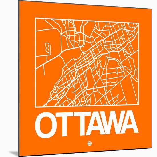 Orange Map of Ottawa-NaxArt-Mounted Art Print