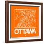 Orange Map of Ottawa-NaxArt-Framed Art Print