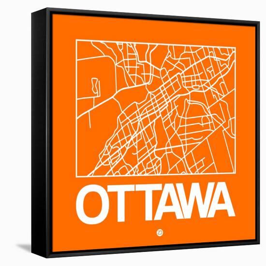 Orange Map of Ottawa-NaxArt-Framed Stretched Canvas