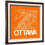 Orange Map of Ottawa-NaxArt-Framed Art Print