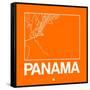 Orange Map of Panama-NaxArt-Framed Stretched Canvas