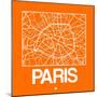 Orange Map of Paris-NaxArt-Mounted Art Print