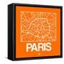 Orange Map of Paris-NaxArt-Framed Stretched Canvas