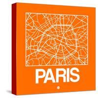 Orange Map of Paris-NaxArt-Stretched Canvas