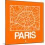 Orange Map of Paris-NaxArt-Mounted Art Print