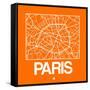 Orange Map of Paris-NaxArt-Framed Stretched Canvas