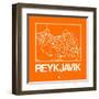Orange Map of Reykjavik-NaxArt-Framed Art Print