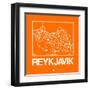 Orange Map of Reykjavik-NaxArt-Framed Art Print