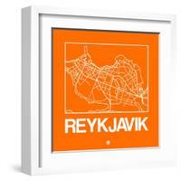 Orange Map of Reykjavik-NaxArt-Framed Art Print