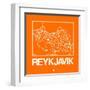 Orange Map of Reykjavik-NaxArt-Framed Art Print