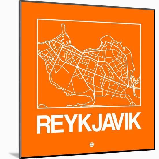 Orange Map of Reykjavik-NaxArt-Mounted Art Print